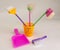 Toys: plastic, MOP, dustpan, bucket, broom, brush