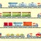 Toys railway seamless pattern