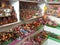 Toys store with wooden toys arranged in a shop