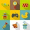 Toys variety icon set, flat style