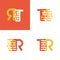 TR letters logo with accent speed soft orange and yellow