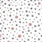 Trace black and red doodle paw prints seamless pattern background