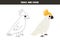 Trace and color cartoon cockatoo. Worksheet for children