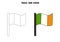 Trace and color cartoon flag of Ireland. Worksheet for children.