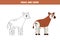 Trace and color cartoon okapi. Worksheet for children