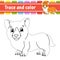 Trace and color. Coloring page for kids. Handwriting practice. Education developing worksheet. Activity page. Game for toddlers.