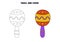 Trace and color cute hand drawn Mexican maracas. Worksheet for children