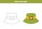 Trace and color green travel hat. Worksheet for children.