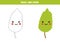 Trace and color kawaii smiling green leaf.