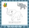 Trace and color for kids, elephant vector kids activity page