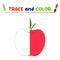 Trace and coloring with an apple.A puzzle game for children's education and outdoor activities