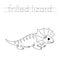 Trace the letters and color cartoon frilled lizard. Handwriting practice for kids.