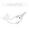 Trace the letters and color cartoon narwhal. Handwriting practice for kids