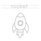 Trace the letters and color rocket. Handwriting practice for kids.