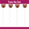 Trace the line. Activity worksheets for kids. bear