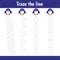 Trace the line. Activity worksheets for kids. Penguin