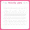 Trace line worksheet for kids. Trace the pattern. Working pages for children. Preschool or kindergarten worksheet. Basic writing