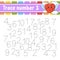 Trace number. Handwriting practice. Learning numbers for kids. Education developing worksheet. Activity page. Game for toddlers