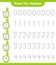 Trace the number. Tracing number with Foam Finger. Educational children game, printable worksheet, vector illustration
