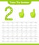 Trace the number. Tracing number with Foam Finger. Educational children game, printable worksheet, vector illustration