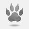 Trace paw of dog with shadow on white background Vector.