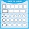 Trace the shapes. Kids education. Preschool worksheet. Basic writing. Kids doing worksheets. Fine motor skills. White