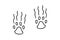 Trace of a wild animal editable doodle hand drawn icon. Beast footpath, paw trail in the forest isolated illustration