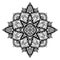 Tracery black and white zen mandala. The object is separate from the background. Vector delicate doodle element