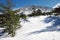 Traces Of Hiker With Snowshoes Prints On The Snow