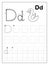 Tracing alphabet letter D. Black and white educational pages on line for kids.