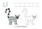 Tracing alphabet letters with cute animals. Color cute lemur. Trace letter L.