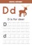 Tracing alphabet letters for kids. Animal alphabet. D is for deer.