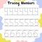 Tracing numbers activity page for kids. Preschool writing worksheet