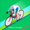 Track Cyclist Bicyclist Athlete Summer Games Icon Set.Track Cycling Speed Concept