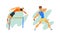 Track and Field Athletes in Action Set, Male Athletes Characters Taking Part in Sport Competitions Cartoon Vector