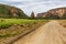 Track in the Hell's Gate National Park, Kenya. The Fisher's Tower visibl