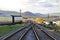 Track and points at the end of the passing loop at Blue Anchor in Somerset. This is part of the West Somerset Heritage Railway,