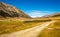 A track in the upper Ahuriri River valley on a sunny summers day