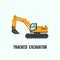 Tracked yellow excavator icon. Construction equipment illustration