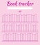 Tracker habits. Tracker reading books. Mark read books and learn. For students. Enter titles of books. Pink background