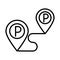 Tracking navigation location pins parking transport line style icon design
