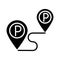 Tracking navigation location pins parking transport silhouette style icon design