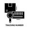 tracking number icon, black vector sign with editable strokes, concept illustration