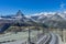 Tracks of Gornergrat train in the Swiss Alps, Valais, Switzerland