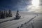 Tracks in the snow on the Feldberg in the Black Forest