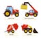 Tractor and Baler Machines Vector Illustration