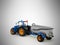 Tractor blue with a barrel of gray 3d render on a gray background