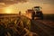 A tractor on a bountiful crop field, highlighting the essential role of agricultural machinery