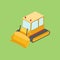 Tractor bulldozer isometric vector illustration