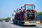 Tractor carrier truck on the asphalt road Slovenia